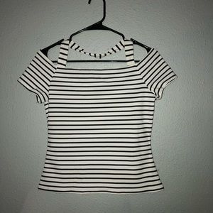 BNWT Cute Striped Off shoulder shirt